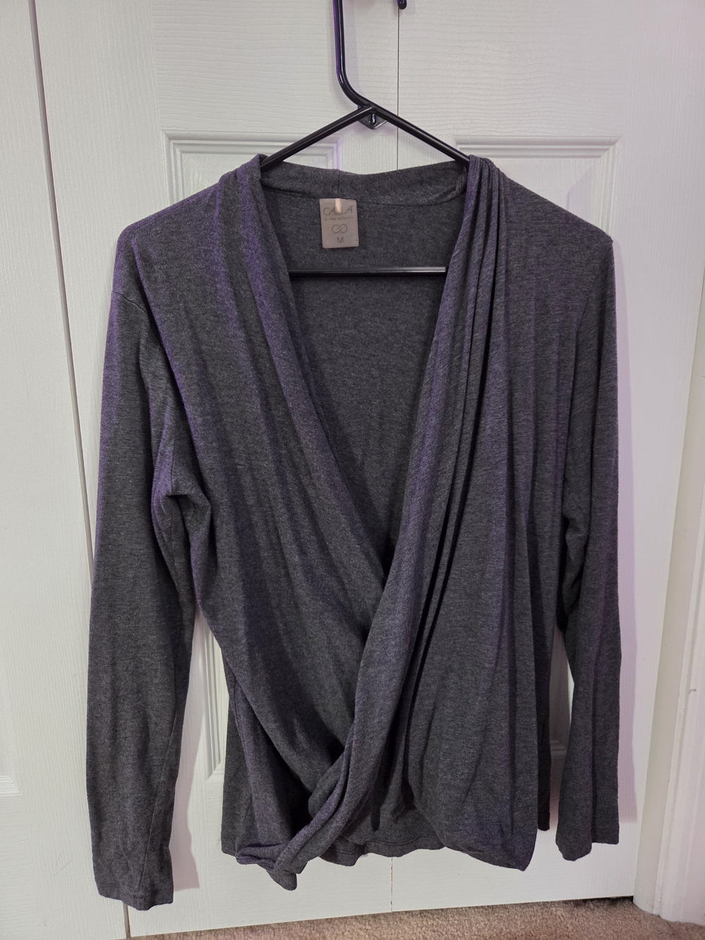 CALIA by Carrie Underwood Charcoal Gray Wrap Sweater Size M